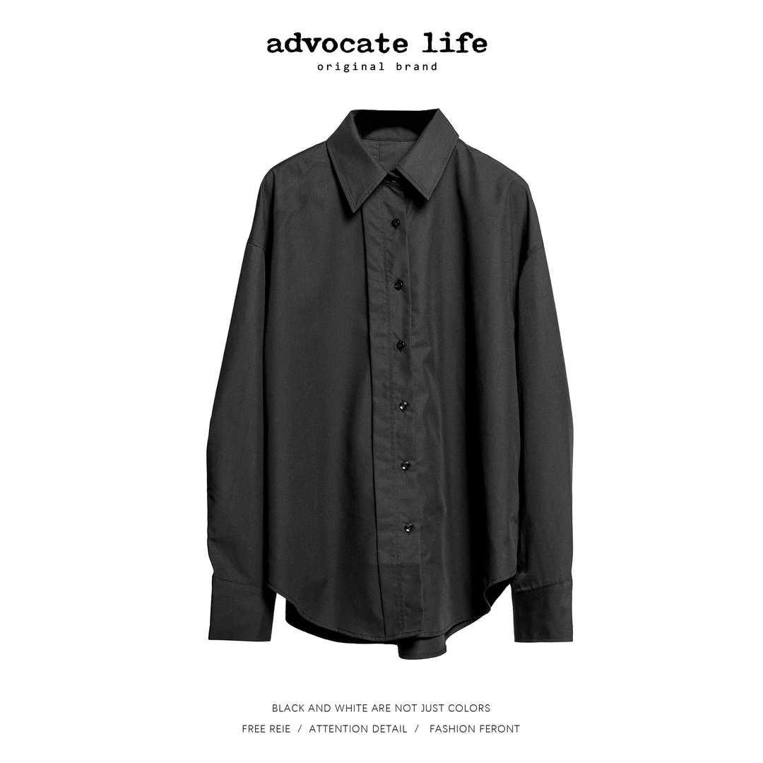 生活主张Advocatelife衬衣休闲宽松长袖休闲黑色宽松阔版HQ321410