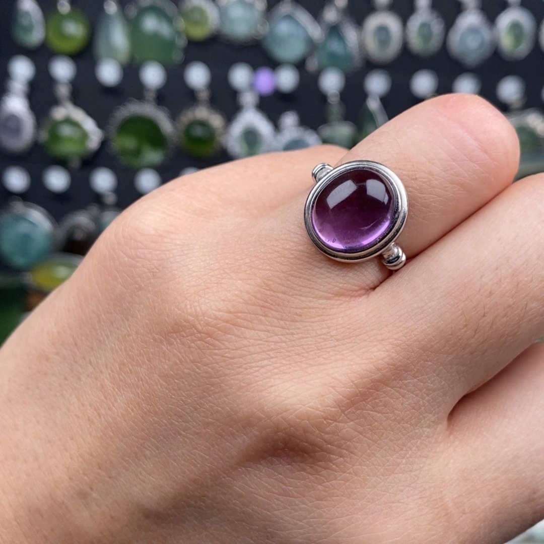 月***月戒指紫晶银S925镶嵌