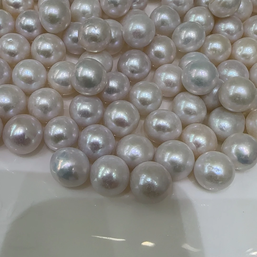 2颗，半孔做吊坠不配对11毫米淡水珍珠未镶嵌