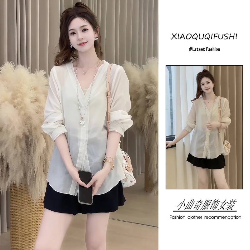 夏季2025新款一整套女装韩版简约风百搭显瘦v领衬衫短裤两件套女