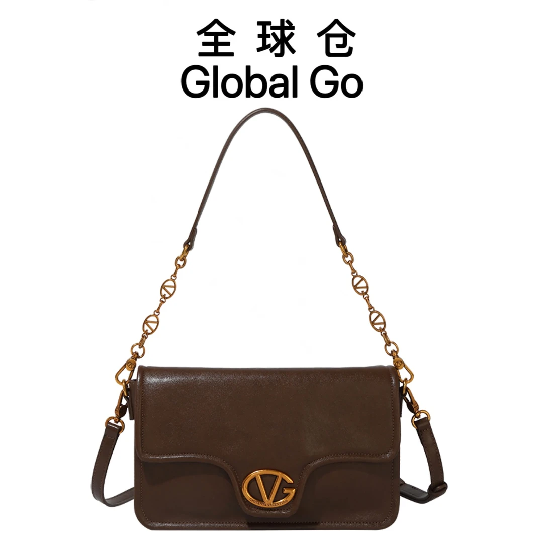 【全球仓Global Go】法棍包简约经典通勤单肩包油蜡纹斜跨包
