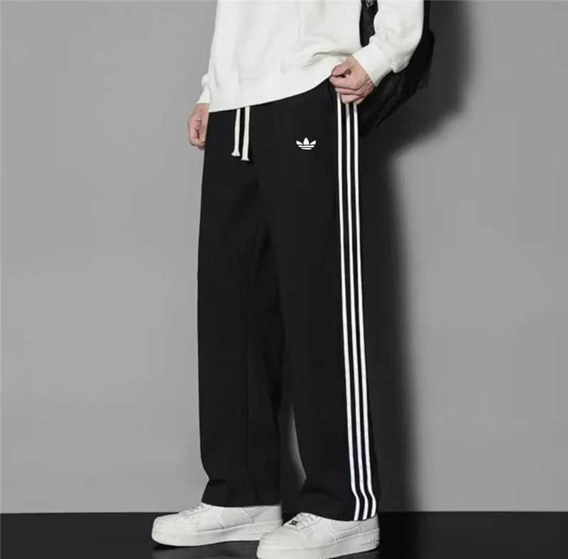 【商场撤柜】.三道杠男女同款潮牌秋冬季高品裤百搭卫裤运动刺绣