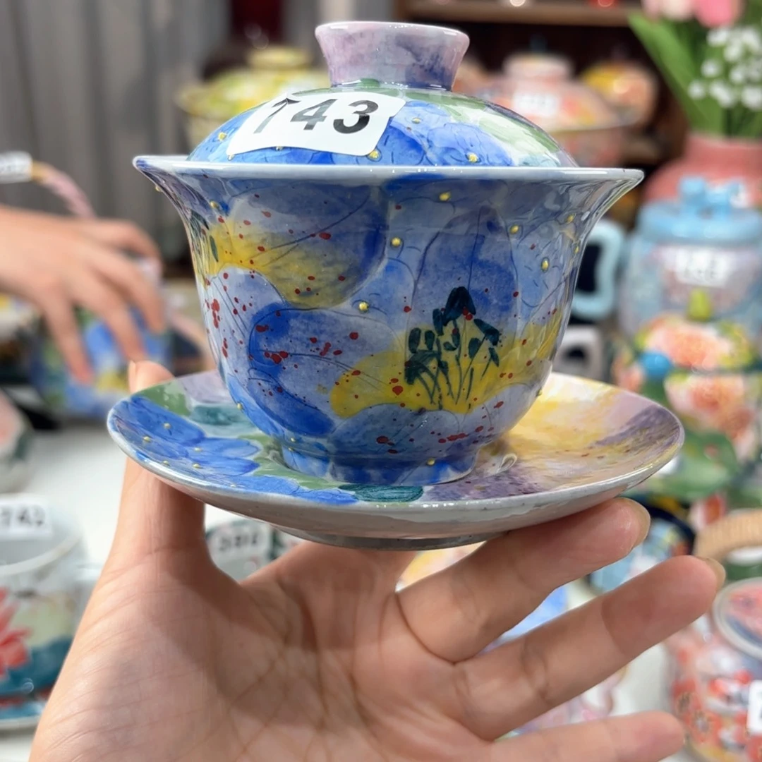 景德镇手绘高温釉下彩陶瓷茶具