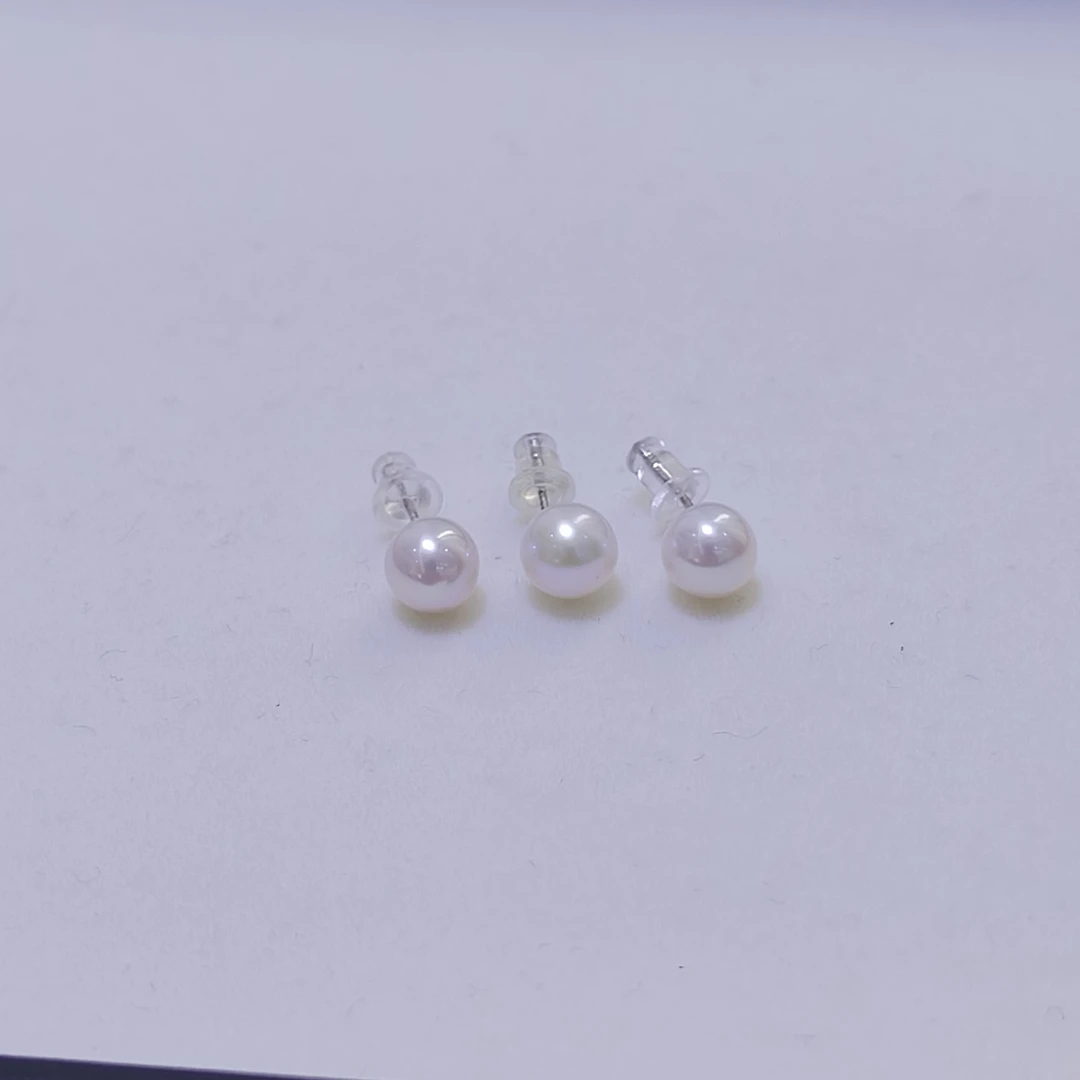【诸暨溯源】淡水白珠耳钉 约7-8mm 多样性发一件 ZBB013