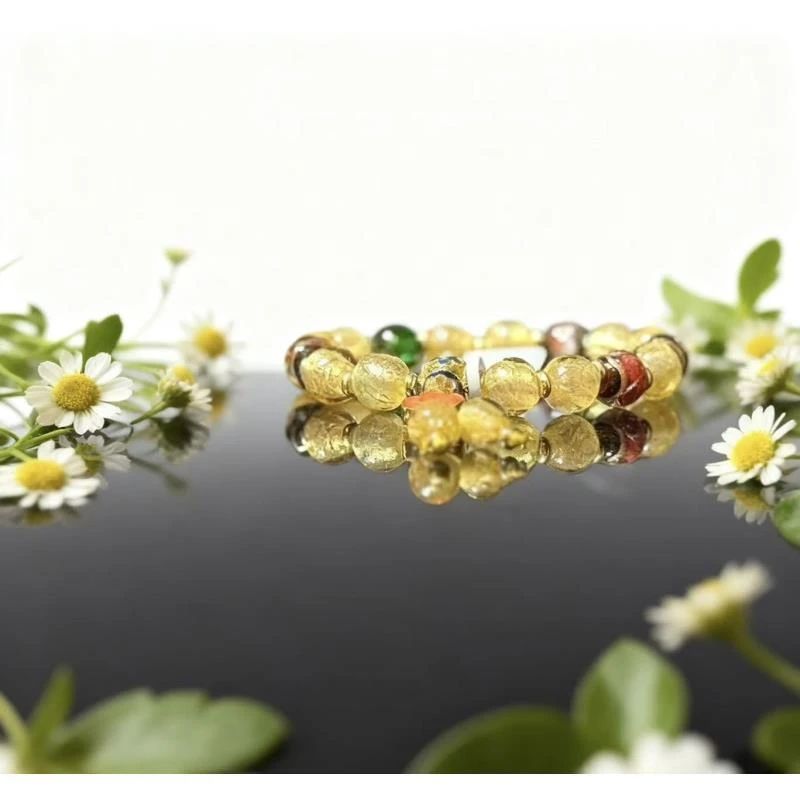 琉璃琉璃手链 香灰琉璃带朱砂点红单圈412【无礼盒】