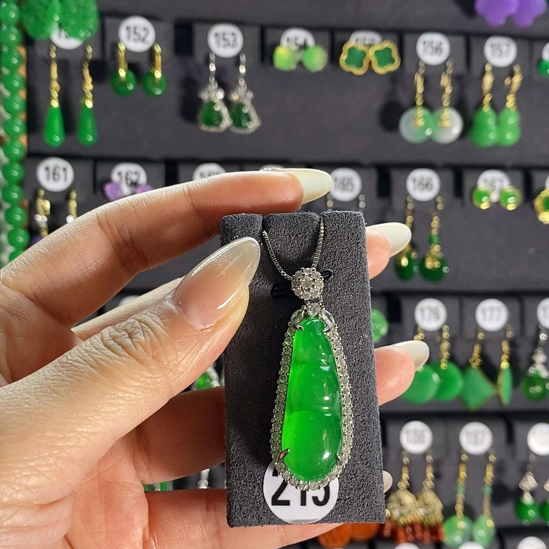 翡翠耳饰银S925镶嵌215…