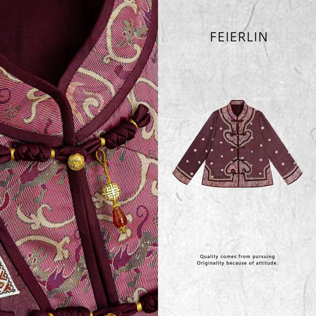 FEIERLIN- 深圳原创新中式女装25ss醋酸国风秋冬外套50760