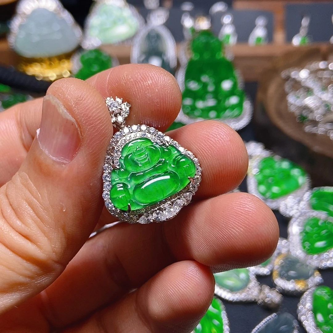 翡翠吊坠(不含链)银S925镶嵌310吊坠