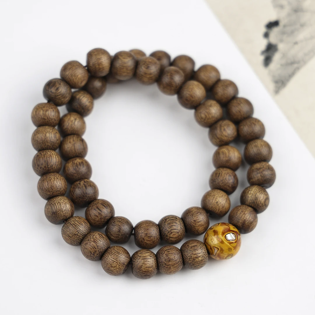 沉香L075越南芽庄玉化老料白奇楠双圈手串