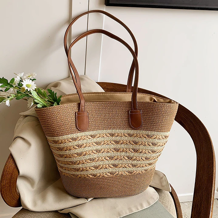 流浪包菜篮子百搭包女2025季海边托特包大容量编织单肩包水桶包