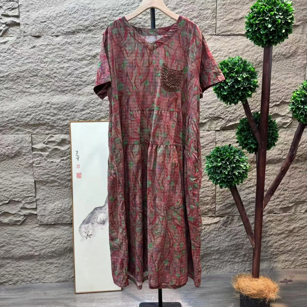 10509新款夏季减龄洋气优雅宽松碎花连衣裙QZ