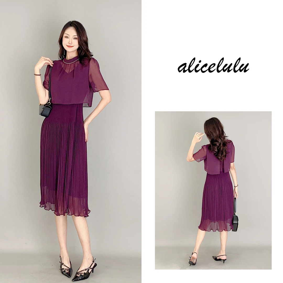 [alicelulu]“紫红王妃”连衣裙 重工褶皱 华贵层次 S2138488B