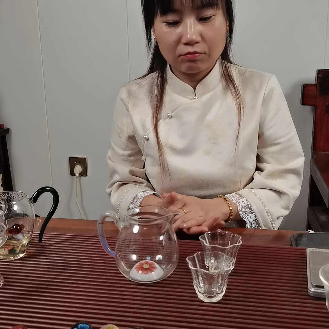 高硼硅玻璃手柄款小雏菊福袋公杯配两支小杯