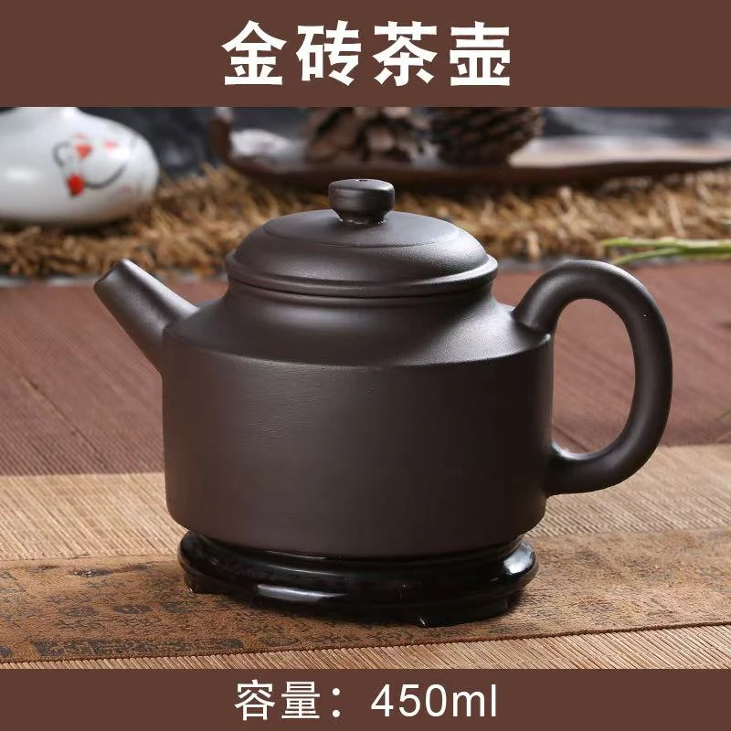 【壶盖松动、介意勿拍】450ml紫砂壶黒色德钟壶~宜兴原矿紫砂壶纯手