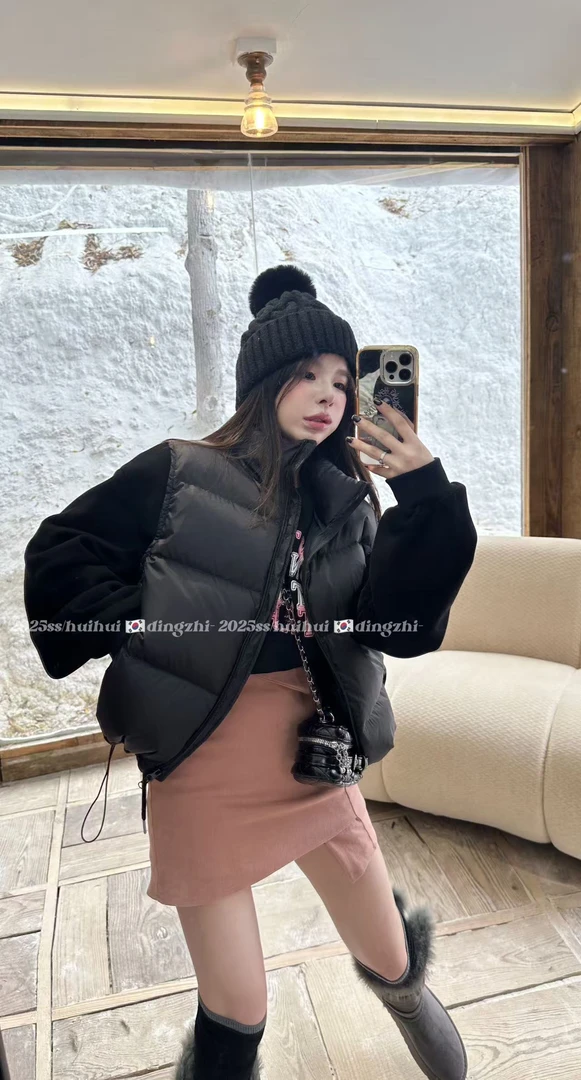 【HuiHui】东大门秋冬白鸭绒立领韩版短款加厚保暖羽绒马甲（L0332）