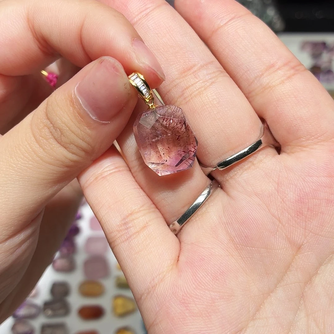 未镶嵌水晶吊坠(不含链)成品 吊坠 紫超七