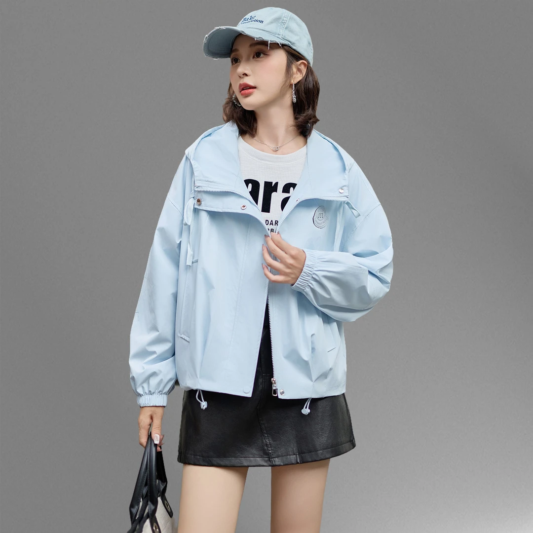 连帽风衣短外套女春秋2025早秋新款宽松大码时尚减龄休闲夹克上衣