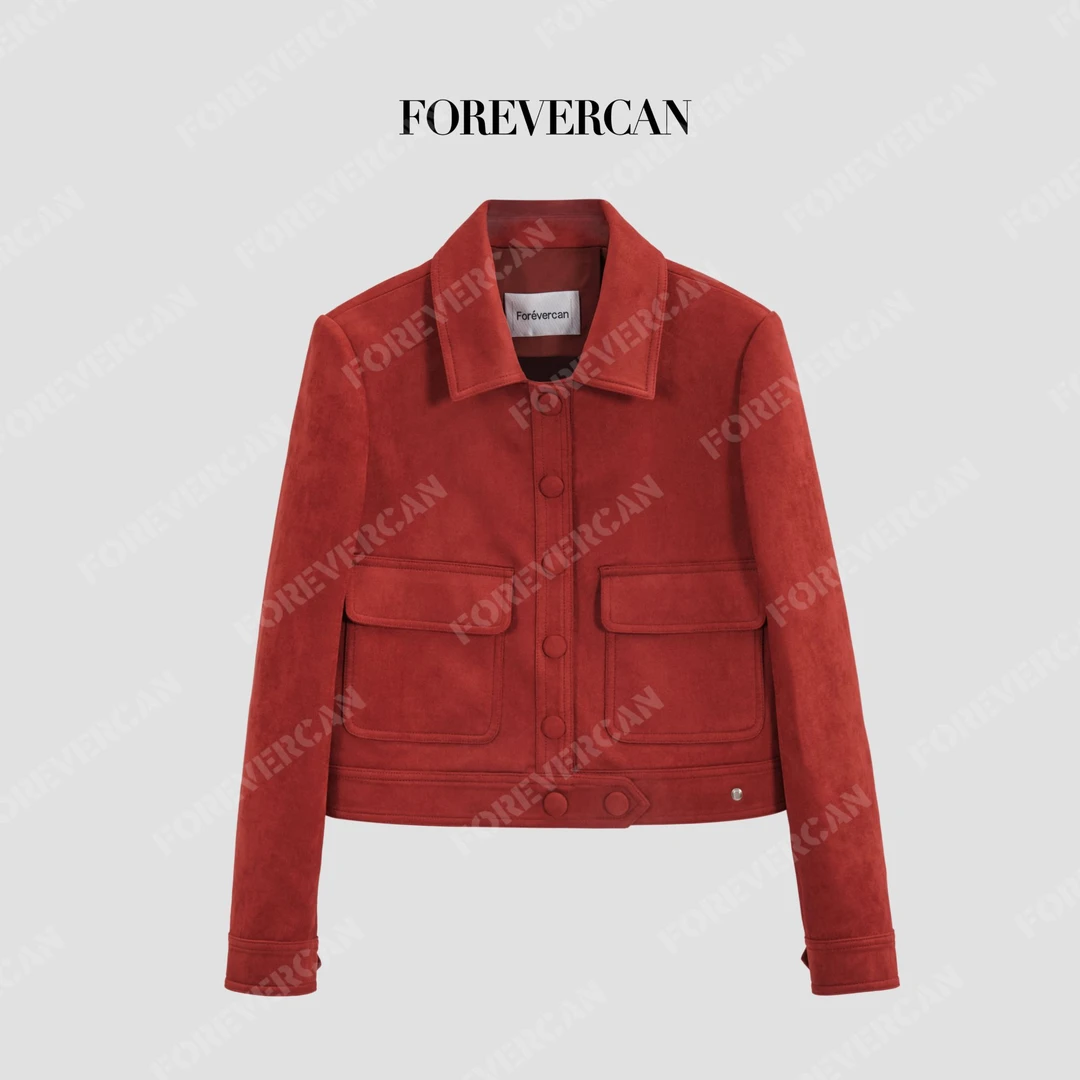 FOREVERCAN“玫瑰弥雾”意大利进口麂皮绒束腰夹克外套WC23774