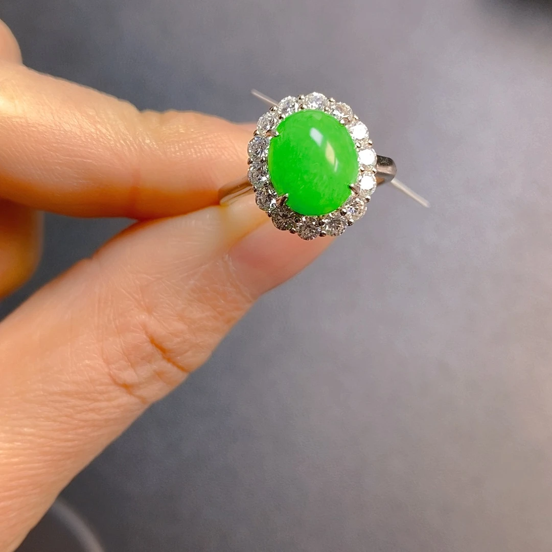 翡翠银S925镶嵌戒指