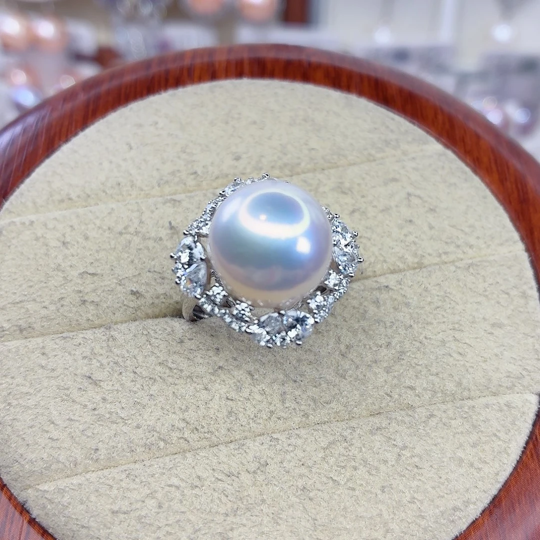 笑***笑戒指银S925镶嵌淡水珍珠