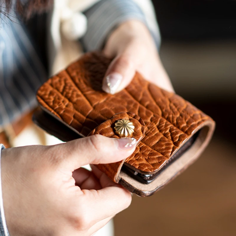 钱夹卡夹复古高档皮卡包个性防盗刷纹卡包三折简约小卡包