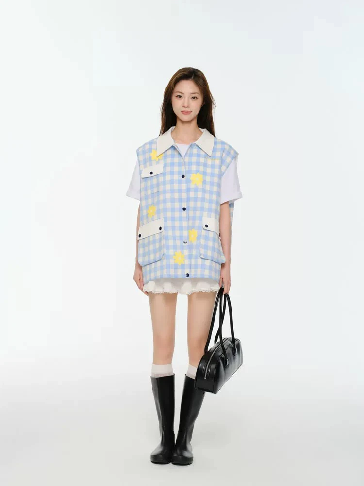 Mto Quinn 小雏菊格纹马甲