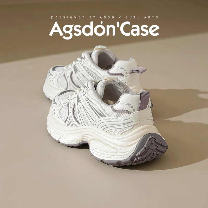 Y奥古狮登厚底老爹鞋女2025新款夏季做旧网面百搭小白休闲运动鞋Y