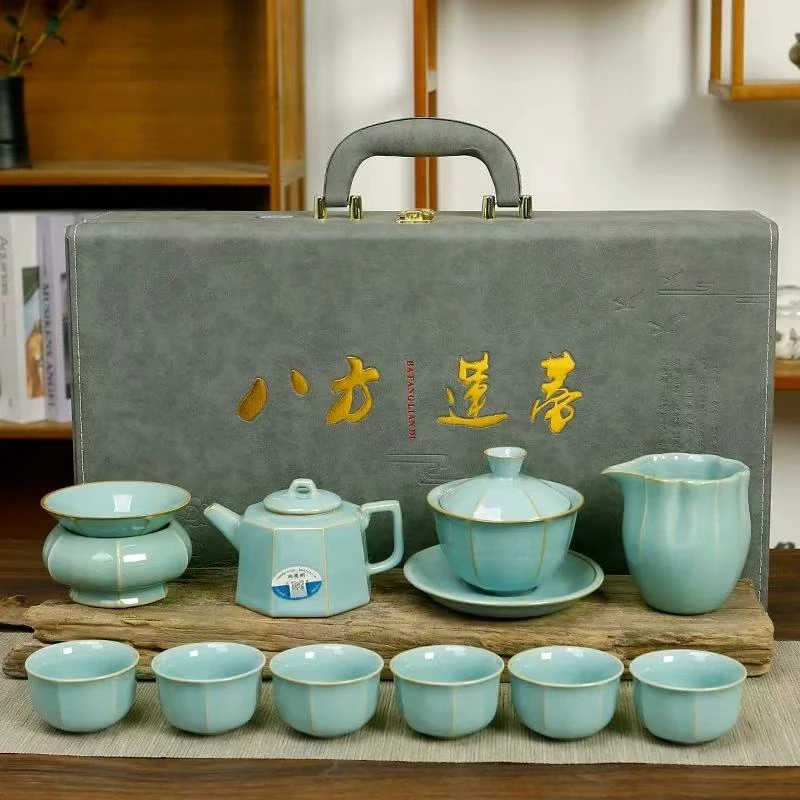 陶语瓷言-F774大师级天青汝窑茶具套装轻奢高档家用中式汝瓷茶具
