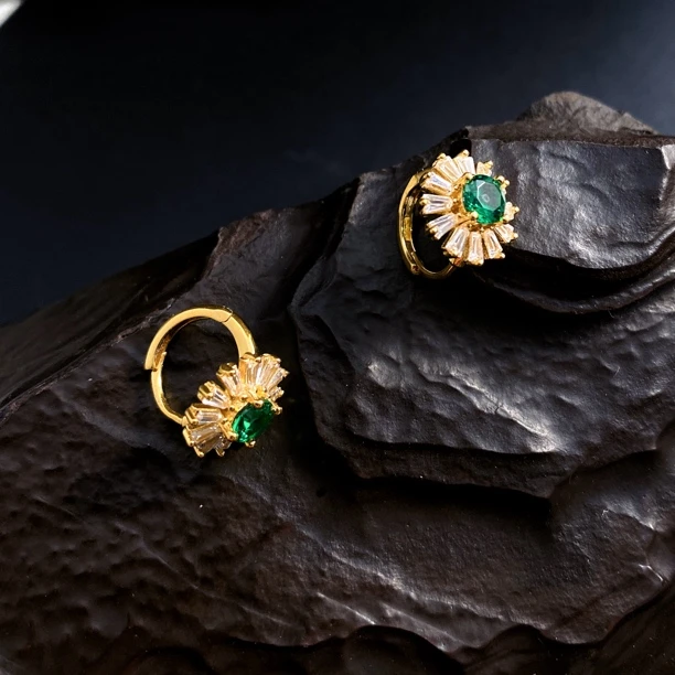 925银耳饰 小雏菊T锆太阳花耳扣0500056气质优雅