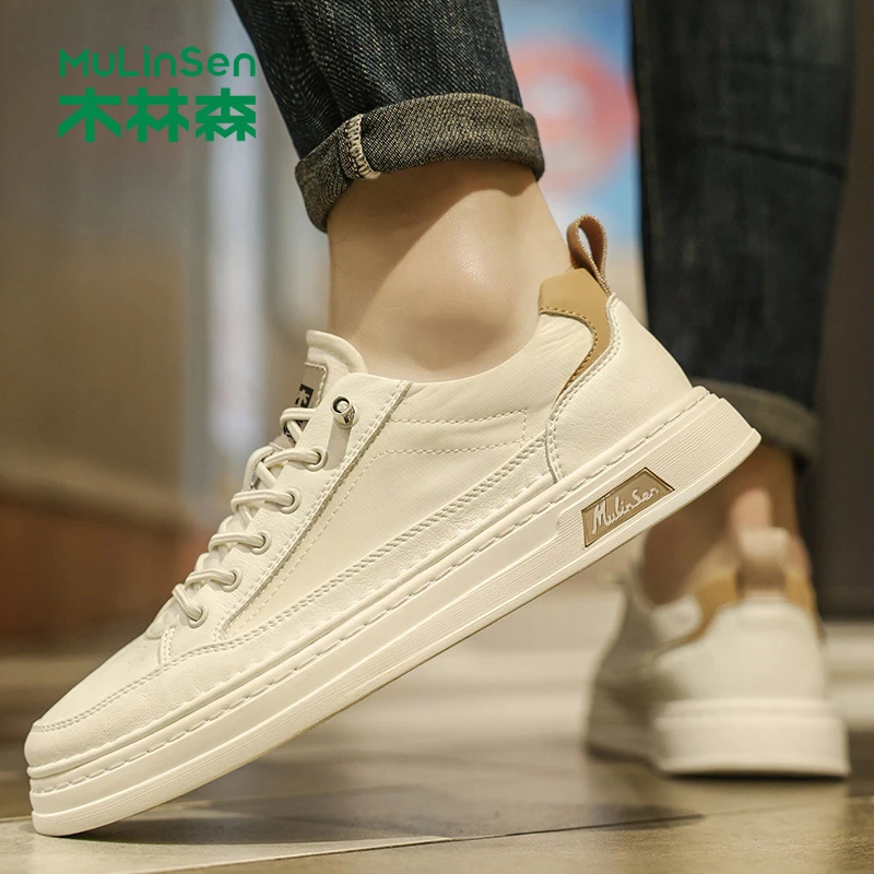 木林森小白鞋男2025新款秋季透气厚底增高运动百搭休闲男士板鞋