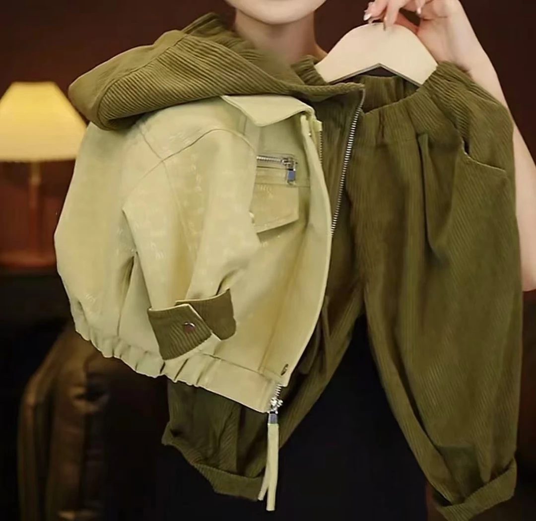 男女童皮衣套装春秋款2025新款儿童秋装洋气两件套宝宝秋季衣服潮