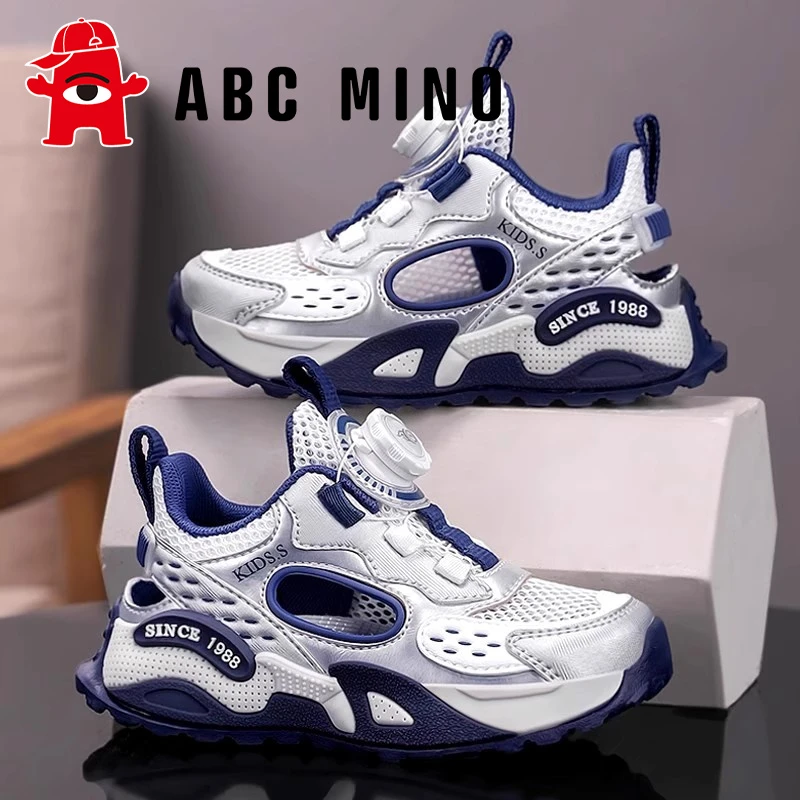ABC MINO儿童凉鞋男童夏季2025新款网面透气镂空运动男孩单网鞋潮