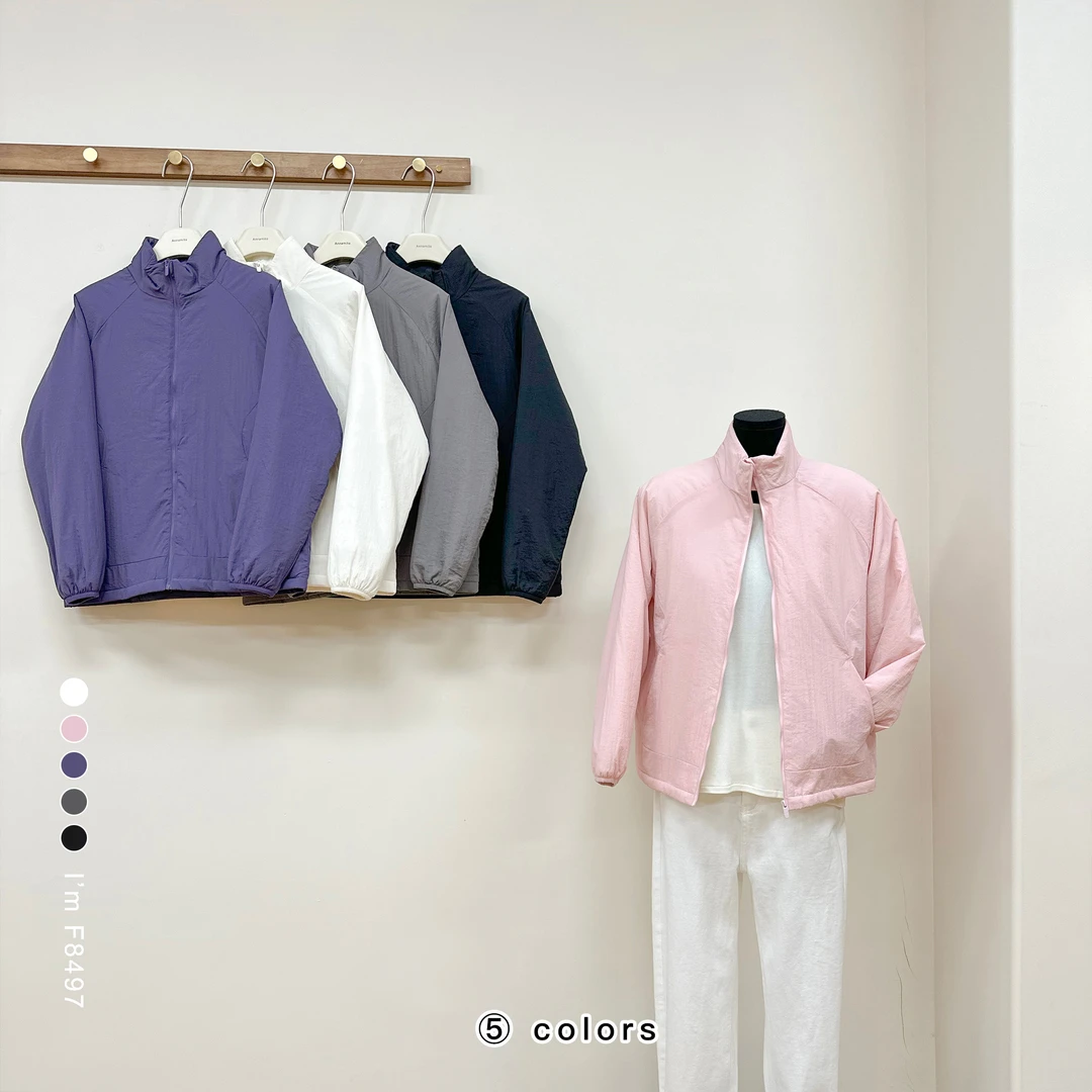 水波纹梭织天然羊毛轻量化女士立领棉服外F8497