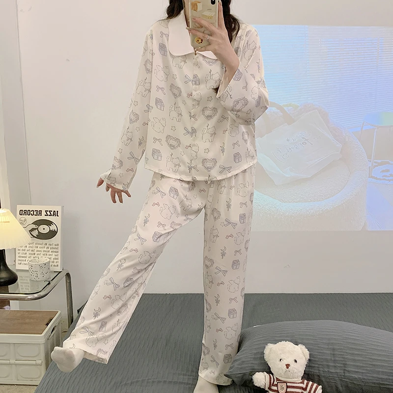 冰丝睡衣女春秋季2025新款高级感开衫扎染薄款夏天丝绸家居服套装