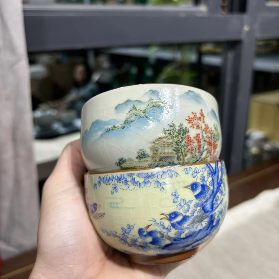 【中国邮政专属链接】汝窑千里江山加喜上眉梢对杯  1621+3510