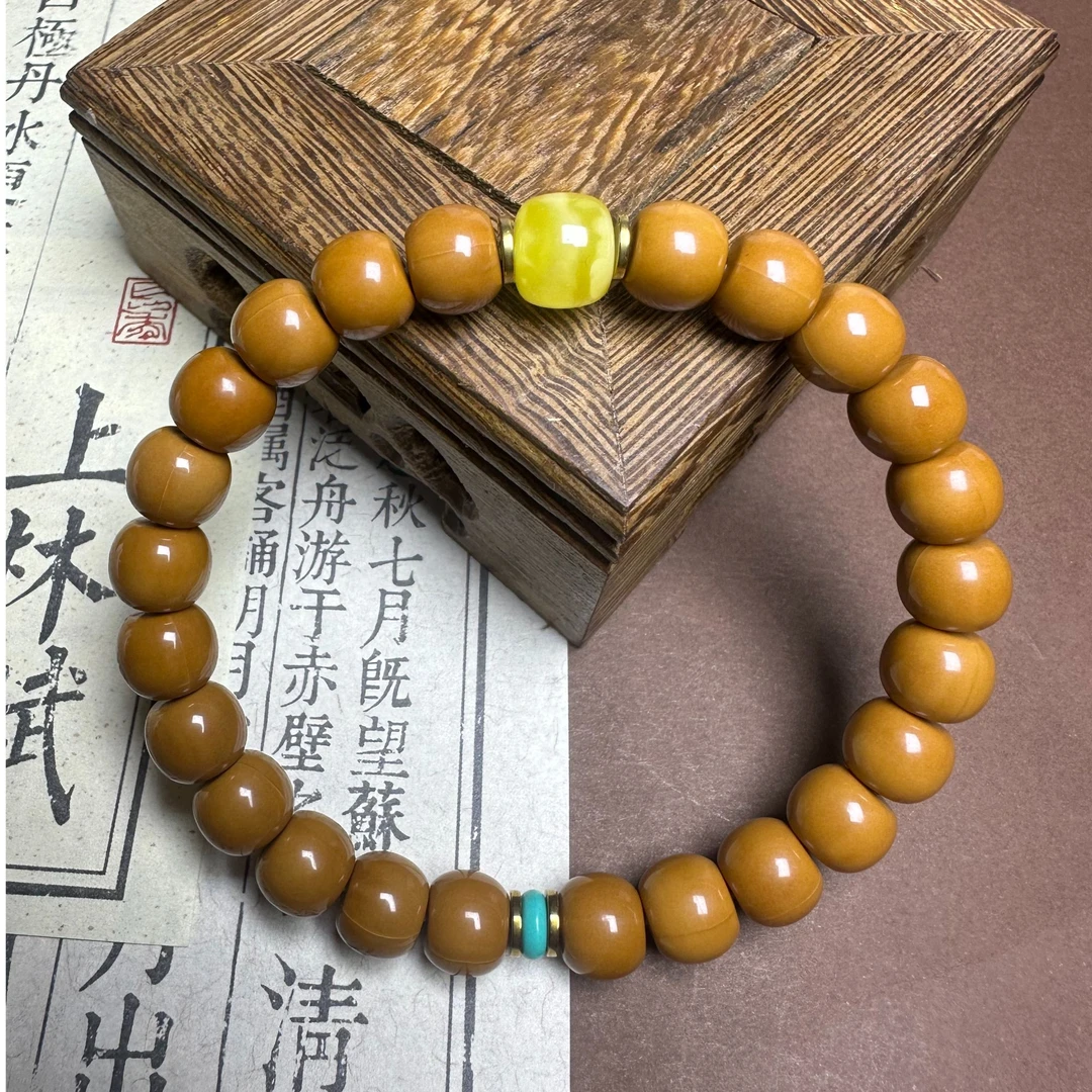 予禧文玩 9+老型带配饰蜡 全品猴头手串