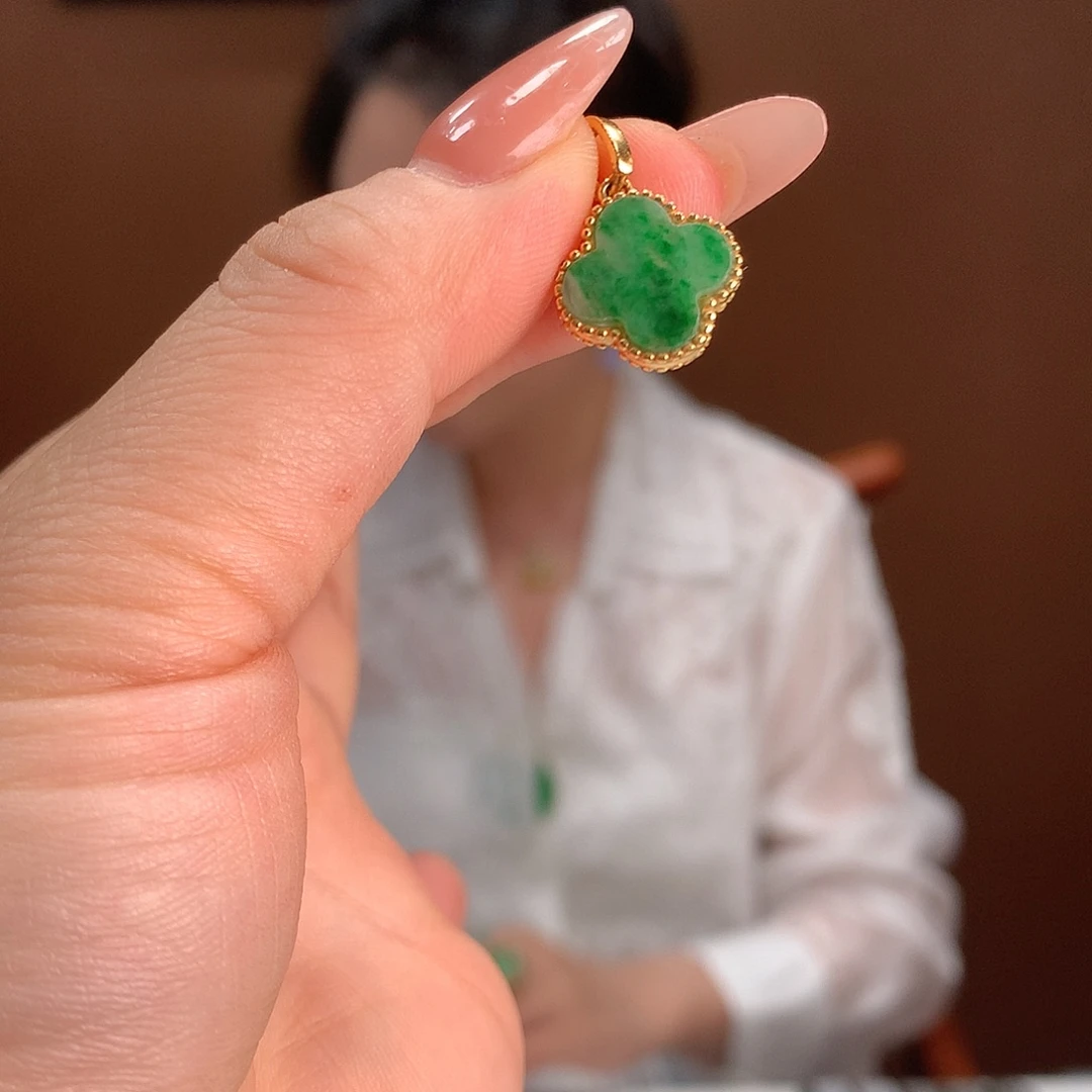 银S925镶嵌翡翠耳饰吊坠