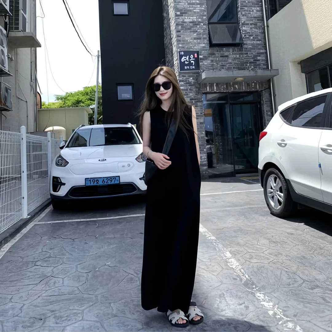 法式气质高级感极简休闲背心裙女2025夏季新款时尚宽松显瘦长裙