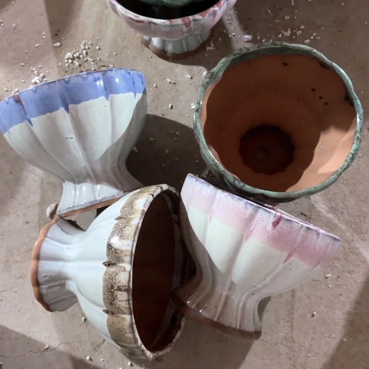 紫砂花盆口径16高度12四个正品