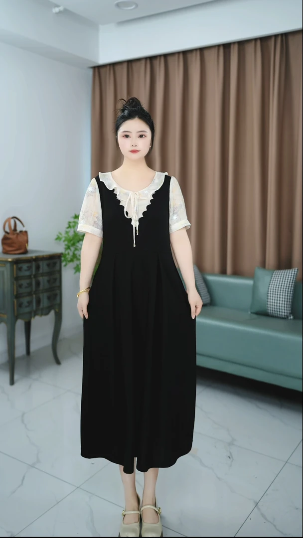 551夏季新款休闲气质遮肉显瘦宽松时尚百搭宽松连衣裙