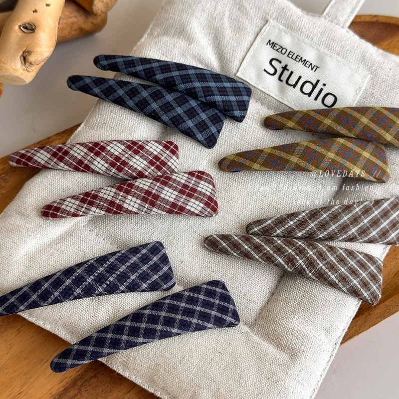 早秋时尚对夹三角格纹发夹甜美简约刘海bb夹侧边夹子气质百搭发饰