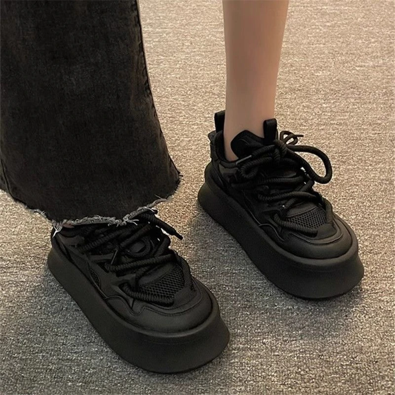 老爹鞋黑色老爹鞋休闲老爹鞋网红百搭夏季小众厚底英伦风