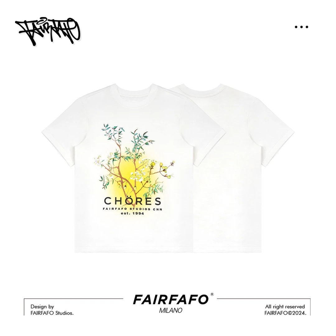 林肉肉【花蕊】个性创意印花短袖女休闲白色T恤TXAL45180