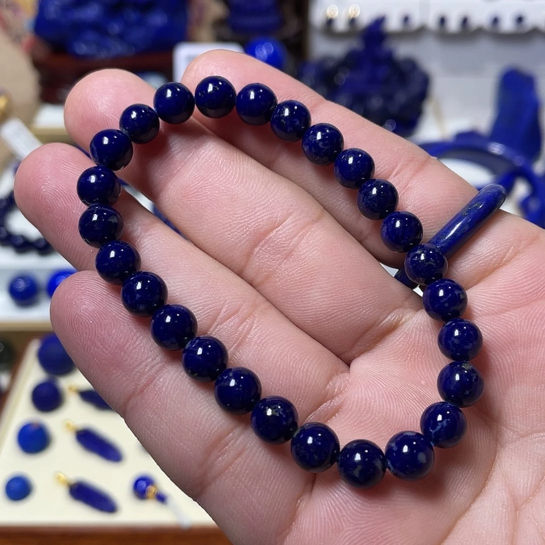 青金石未镶嵌开播福利！黑加仑7.5mm手串