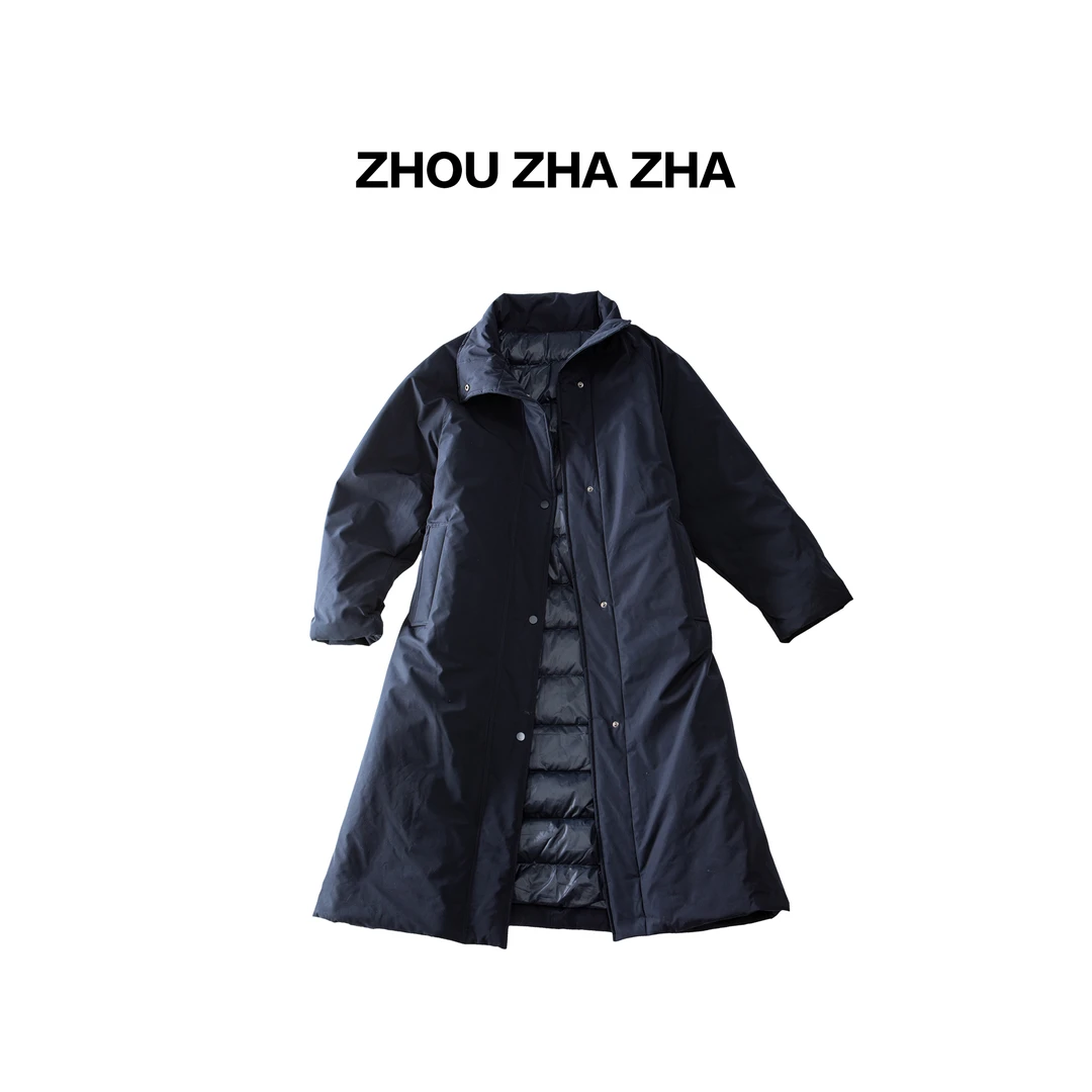 【周炸炸】白鸭绒 大朵冬季立领简约百搭收腰风衣羽绒服#541238