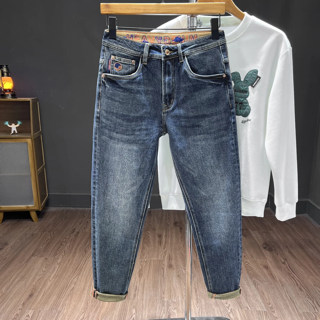 冬季复古牛仔裤男装男款时尚裤男修身弹力潮流牛仔裤男小脚裤男