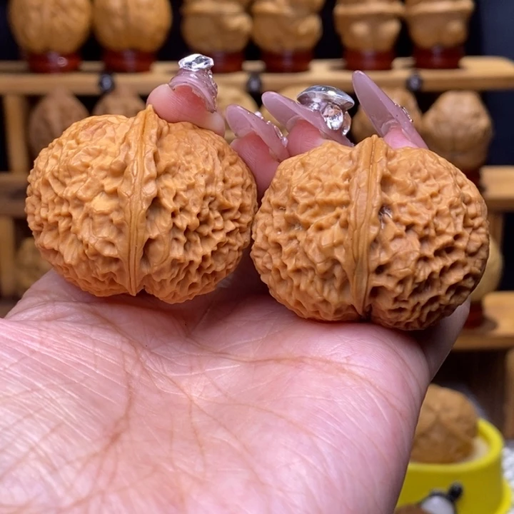 文玩核桃把件珊瑚纹元宝17号40尺