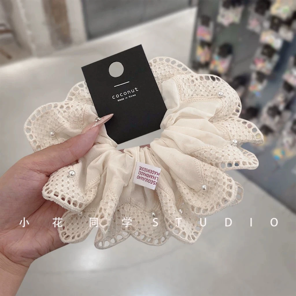 韩国东大门进口发饰头饰花苞气质蕾丝珍珠大肠发圈头绳发绳小清新