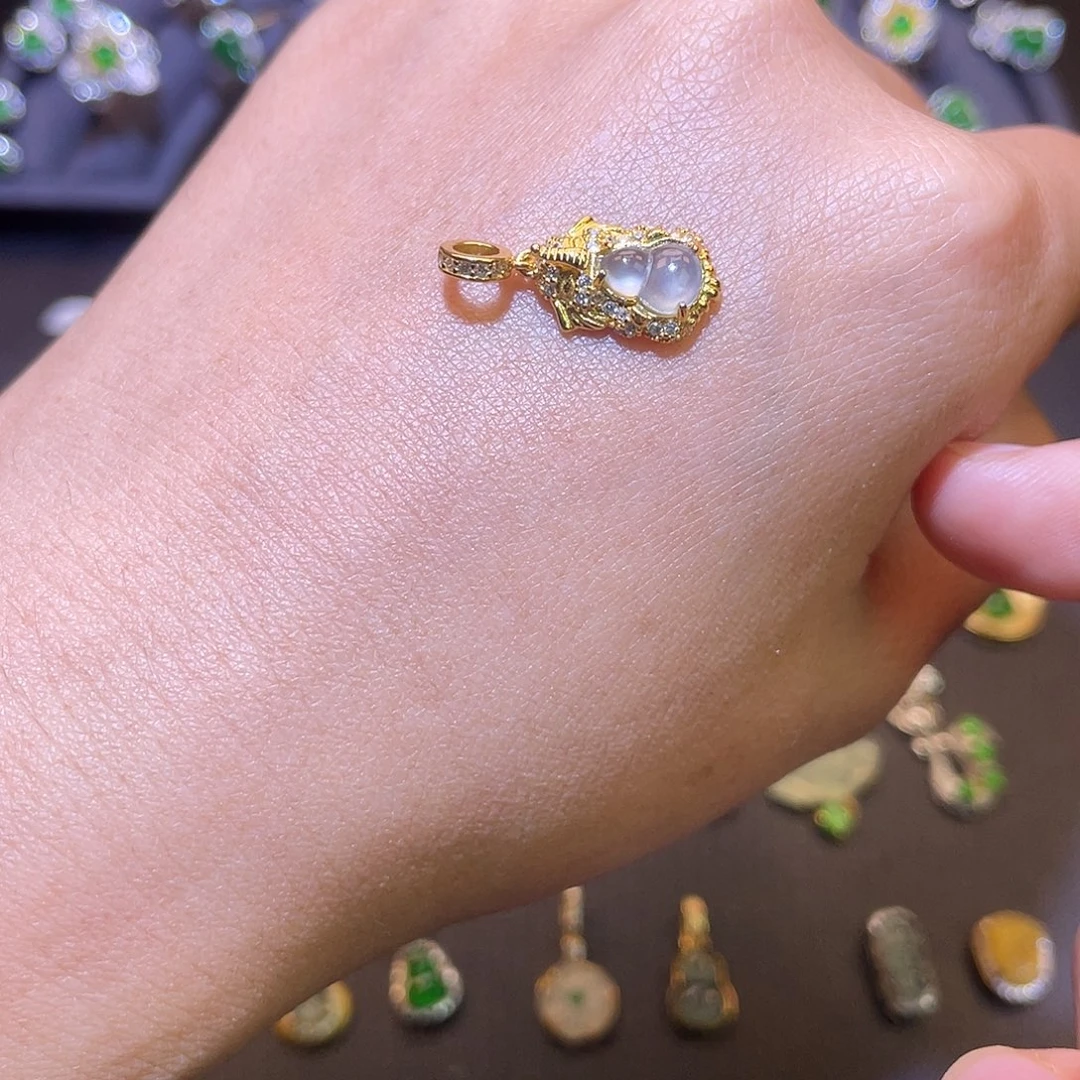 翡翠银S925镶嵌吊坠(不含链)