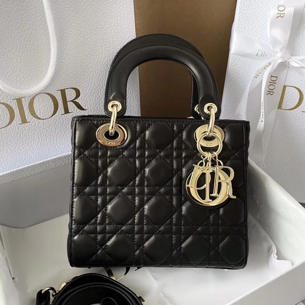 99新 DIOR/迪奥 7姐专场/黑金四格戴妃包 20年